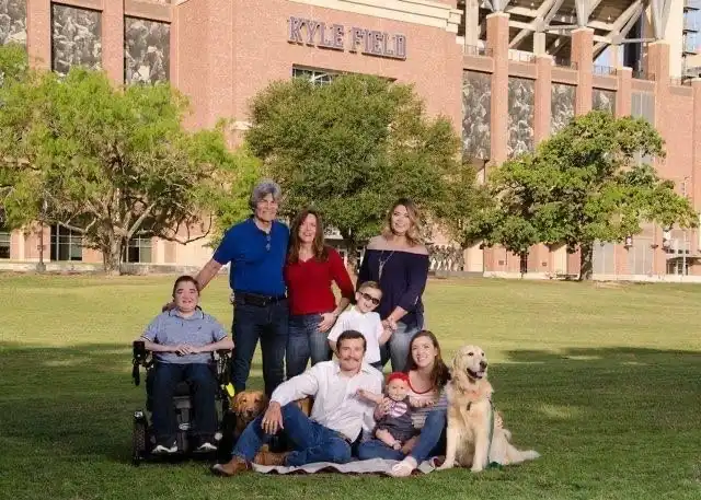 Kristen Cox and family at Kyle Field