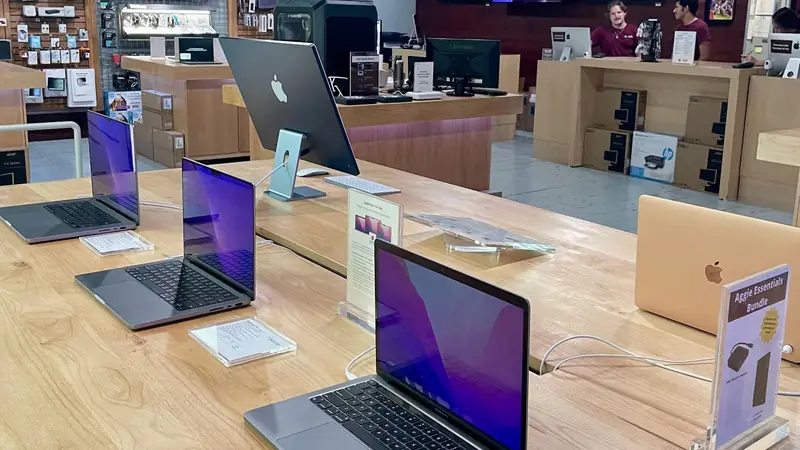MacBooks on display at the 12th Man Technology store in the MSC